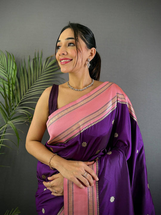 Vibrant Wine Soft Silk Floral Butta Pattu Saree