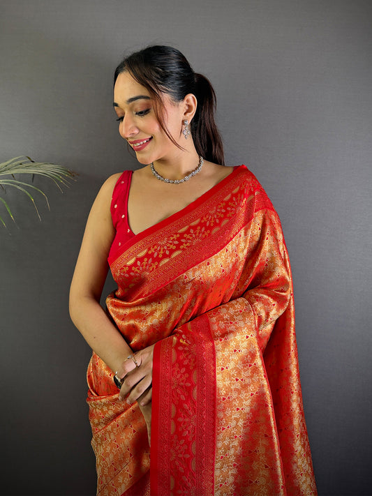Opulent Warli Gold Zari Dharamavaram Silk Pattu Saree