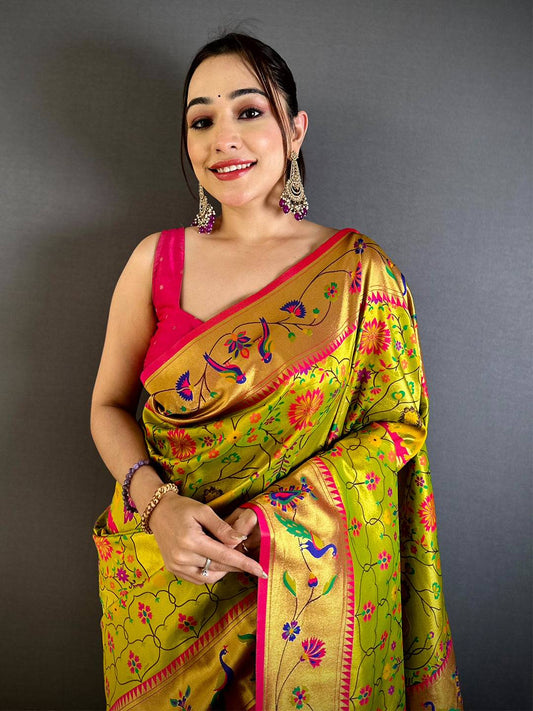 Royal Green Patola Paithani Pattu Saree